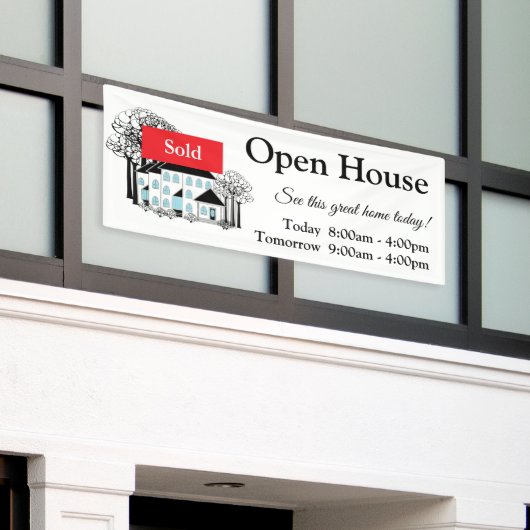 Real Estate Promo Open House Sign Banner (Buitenkant Gebouw)