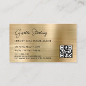 Real Estate QR Code Photo Faux Gold Metallic  Visitekaartje (Achterkant)