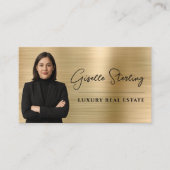 Real Estate QR Code Photo Faux Gold Metallic  Visitekaartje (Voorkant)