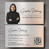 Real Estate QR Code Photo Platinum Metallic  Visitekaartje