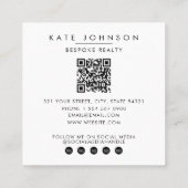 Real Estate Realtor Agent Photo QR Code Vierkante Visitekaartje (Achterkant)