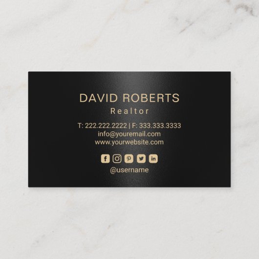 Real Estate Realtor Black & Gold Custom House Logo Visitekaartje (Achterkant)