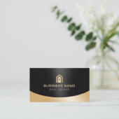 Real Estate Realtor Black & Gold Custom House Logo Visitekaartje (Staand voorkant)