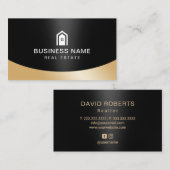 Real Estate Realtor Moderne House Logo Black & Gol Visitekaartje (Voorkant / Achterkant)