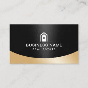 Real Estate Realtor Moderne House Logo Black & Gol Visitekaartje