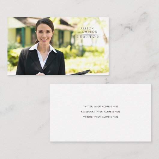 Real Estate Realtor Realty Photo Appointing Visitekaartje (Voorkant / Achterkant)