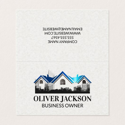 Real Estate Roof logo | Bouw schema's Visitekaartje (Buitenkant ongevouwen)