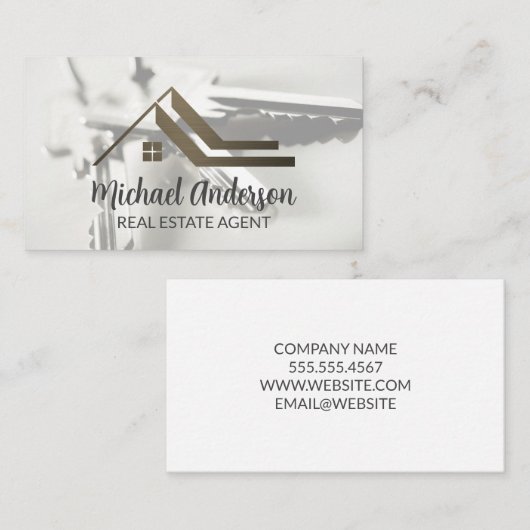Real Estate Roof Logo | House Keys Visitekaartje (Voorkant / Achterkant)
