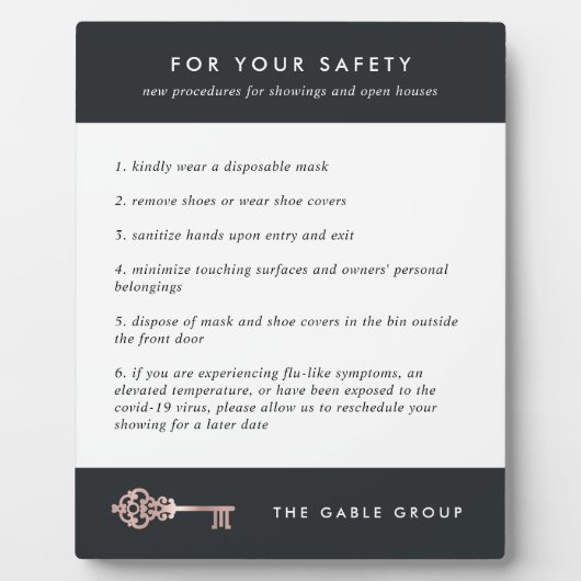 Real Estate Shoing / Open House Client Safety Fotoplaat (Voorkant)