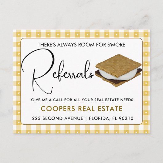 real estate SMORE referrals Announcement Postcard Aankondigingskaart (Voorkant)