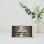 Real Estate Solutions Logo | Metallic and Wood Visitekaartje (Staand voorkant)