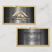 Real Estate Solutions Logo | Metallic and Wood Visitekaartje (Voorkant / Achterkant)