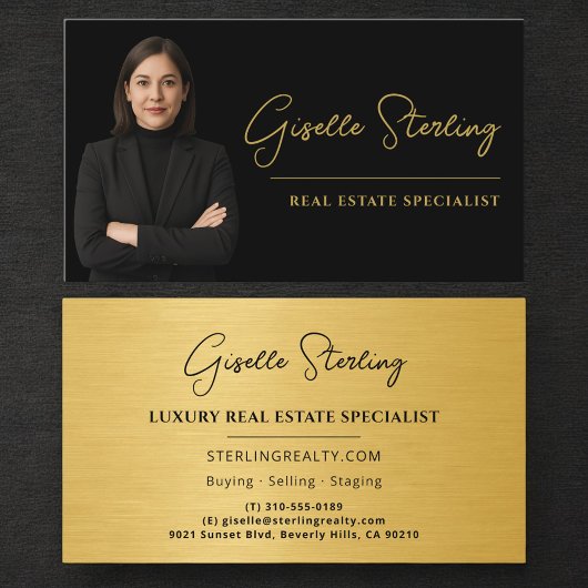 Real Estate Specialist Black Gold Metallic Visitekaartje