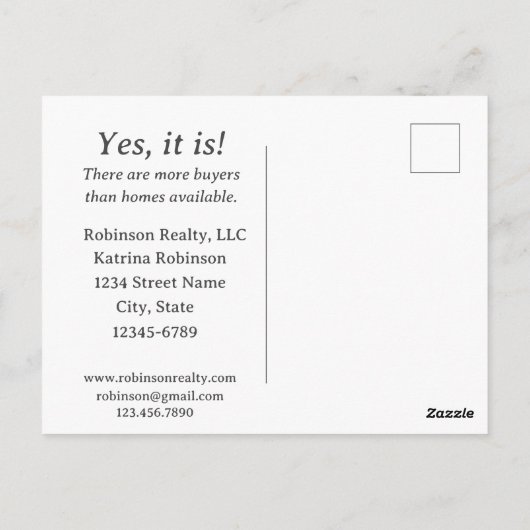 Real Estate Verkoopt een Home Marketing Mailer Briefkaart (Achterkant)