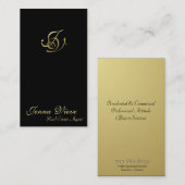 Real Estate Visitekaartje Monogram Black & Gold (Voorkant / Achterkant)