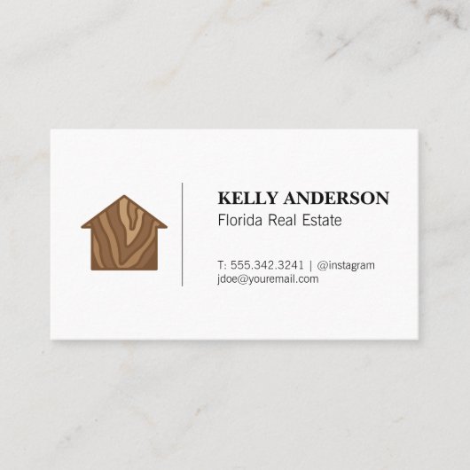 Real Estate Wood Home Icon Visitekaartje (Voorkant)