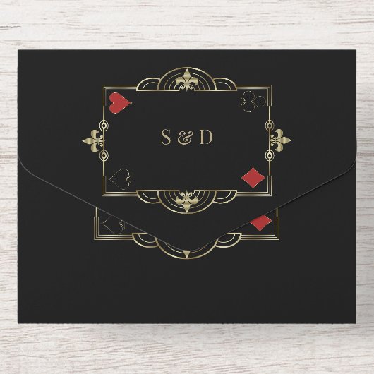 Real Foil Casino Poker Vegas Art Deco Wedding All In One Uitnodiging (Achterzijde)