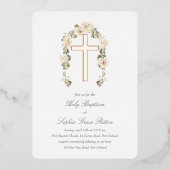 Real Foil Cross Baptism Invitation Folie Uitnodiging (Voorkant)