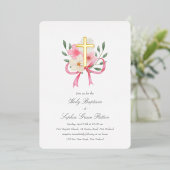 Real Foil Cross Baptism Invitation Folie Uitnodiging (Staand Voorkant)