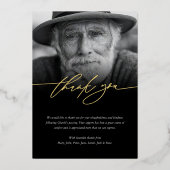 Real Foil Elegant 2-Photo Memorial Thank You Card Folie Uitnodiging (Achterkant)