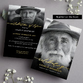Real Foil Elegant Celebration of Life 2-Photo Folie Uitnodiging