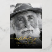 Real Foil Elegant Celebration of Life 2-Photo Folie Uitnodiging (Voorkant)