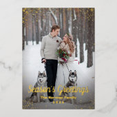 Real Folie Blue Gold kerstfoto Kaart (Voorkant)