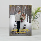 Real Folie Blue Gold kerstfoto Kaart (Staand Voorkant)