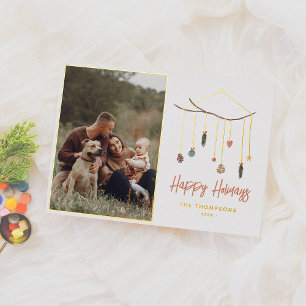 Real Folie Boho kerstboomtak Foto Holiday Feestdagenkaart