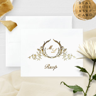 Real Folie Calligrafie Monogram met / zonder RSVP Folie Kaarten