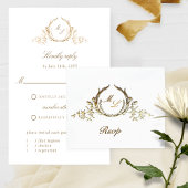 Real Folie Calligrafie Monogram met / zonder RSVP Kaarten