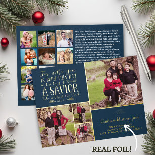 REAL Folie Christelijk Verse Blue Kerstfoto Feestdagenkaart