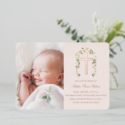 Real Folie Cross-Baptism Uitnodiging tot Folie (Staand Voorkant)