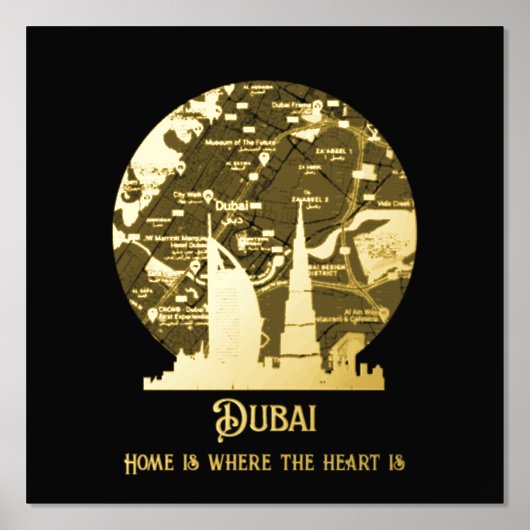 Real Folie DUBAI Street Map Custom Art Folie Print (Voorkant)