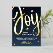 *REAL FOLIE* Gold Joy Christmas Foto Folie Feestdagenkaart (Staand Voorkant)