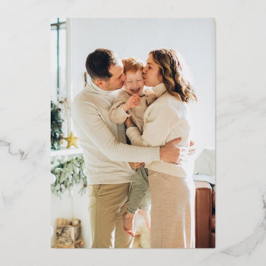 *REAL FOLIE* Gold Joy Christmas Foto Folie Feestdagenkaart (Achterkant)