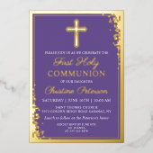 Real Folie Gold Lavender Paars First Community Uitnodiging (Voorkant)