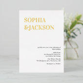 Real Folie Gold Modern Minimal Calligraphy Wedding Folie Uitnodiging (Staand Voorkant)