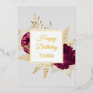Real Folie Golden elegant Roos Birthday Card Feestdagenkaart