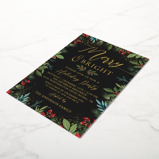 Real Folie Merry & Bright Fotokerstfeest Folie Uitnodiging (Gedraaid)