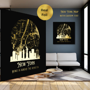 Real Folie NEW YORK Street Map Custom Art Folie Afdrukken