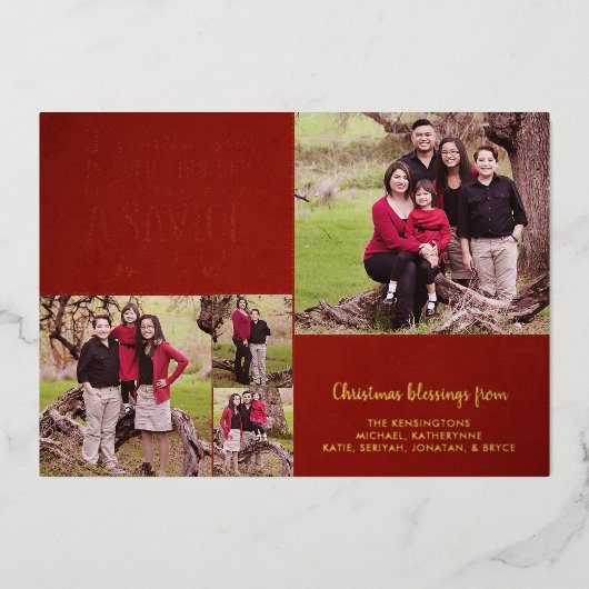 REAL Folie Red Christelijk kerstfoto Collage Folie Feestdagenkaart (Voorkant)