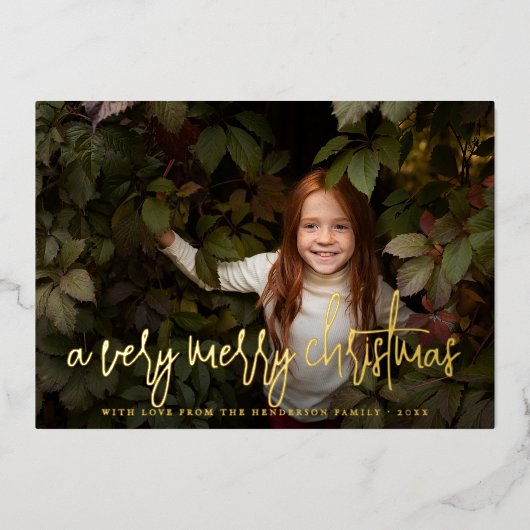 Real Folie Script & Stars kerstfeestdag foto Folie Feestdagenkaart (Voorkant)