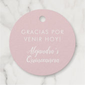 REAL FOLIE Silver en Roze 15th Quince Años Bedankjes Labels (Achterkant)