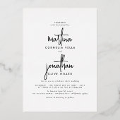 Real Folie Simple Boho Black & White Photo Wedding Uitnodiging (Achterkant)