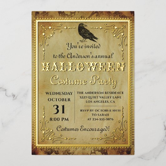 Real Folie Spooky  Gothic Halloween Party Folie Uitnodiging (Voorkant)