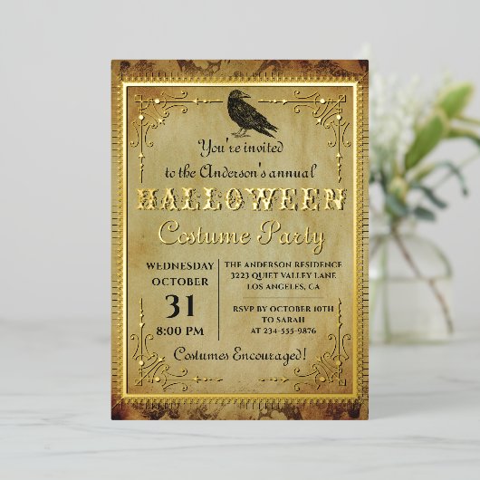 Real Folie Spooky  Gothic Halloween Party Folie Uitnodiging (Staand Voorkant)