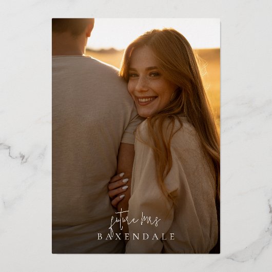 Real Folie Wildflower Boho Foto Vrijgezellenfeest Folie Uitnodiging (Achterkant)