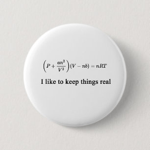 Real Gas of Van der Waals vergelijking, physics ba Ronde Button 5,7 Cm