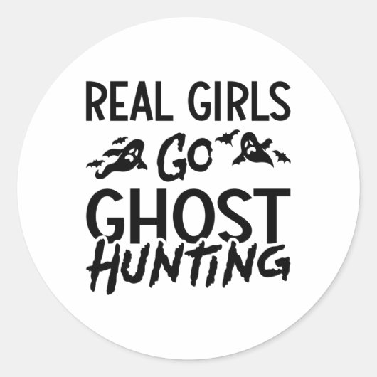 Real Girls Go Ghost Hunter Spooky Ronde Sticker (Voorkant)